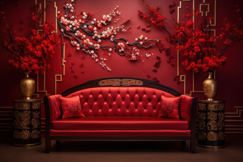 Chinese New Year style of Sofa architecture furniture flower.