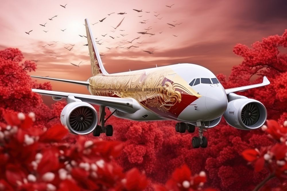 Chinese New Year style of Plane aircraft airliner airplane.