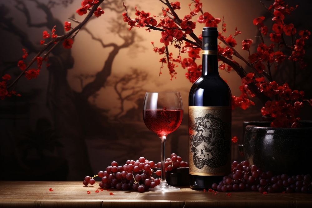 Chinese New Year style of Wine wine drink red.