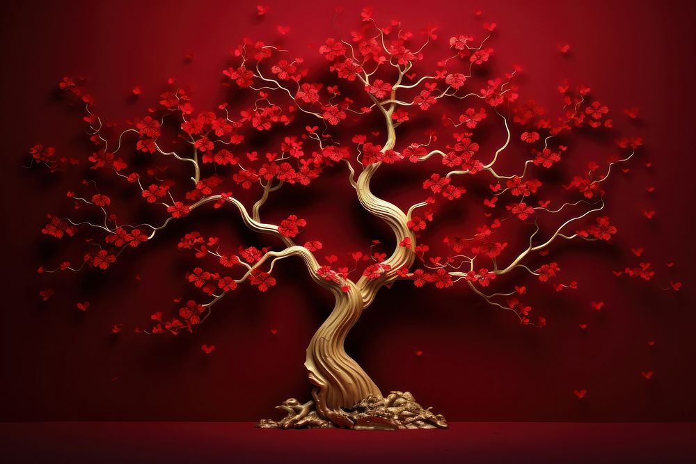 Chinese New Year style of Tree tree plant red.