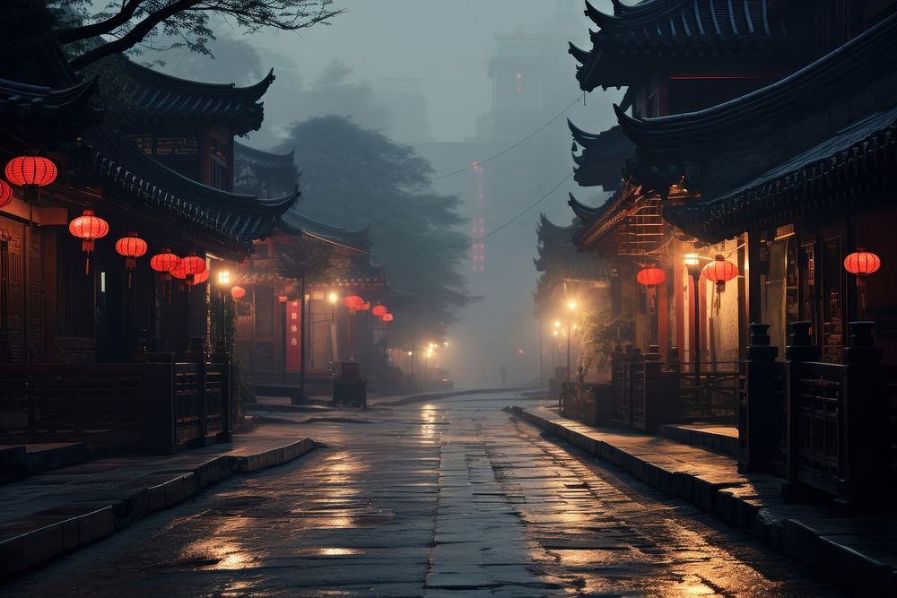 City chinese Style city outdoors street.