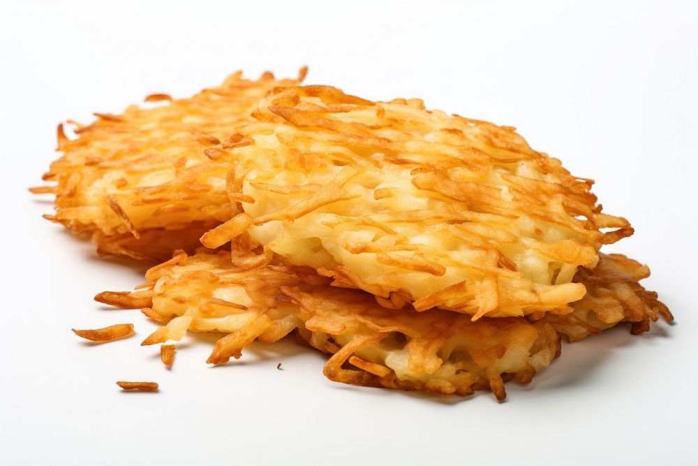 Hash browns food white background breakfast.
