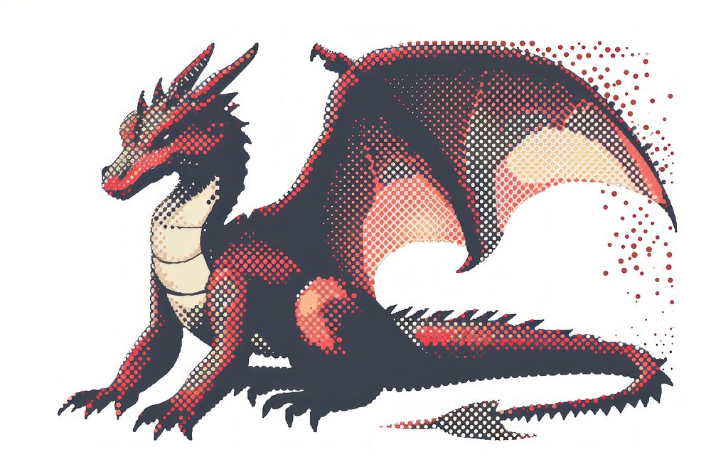 Dragon dragon pixelated cartoon.