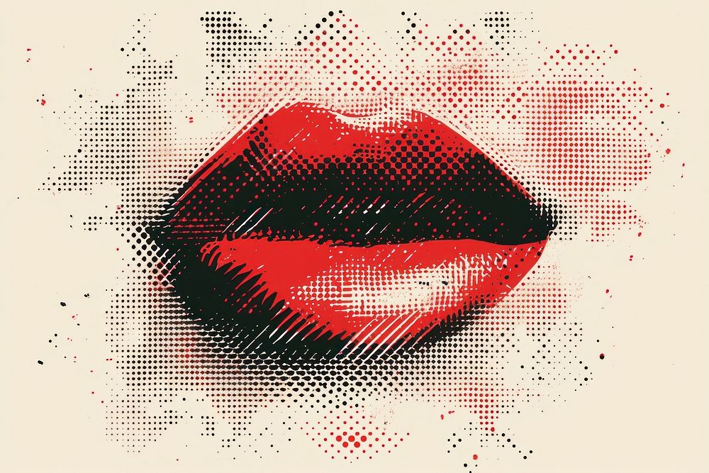 Red lip backgrounds pixelated lipstick.