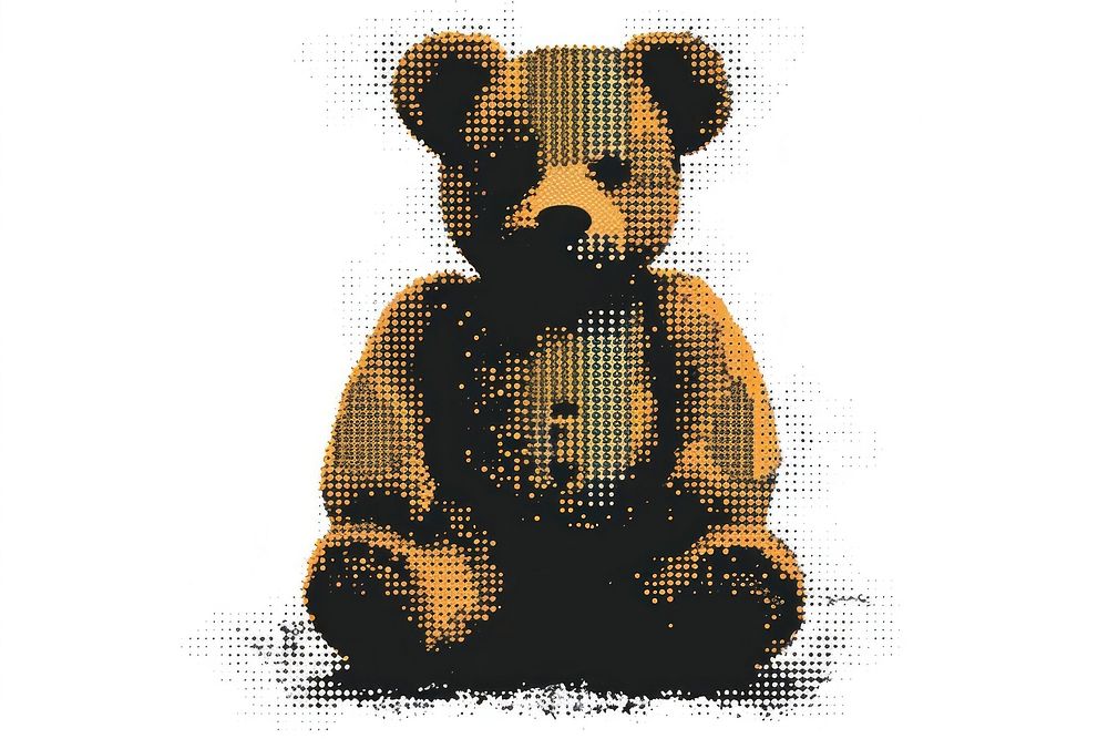 Teddy bear pixelated cartoon mammal.