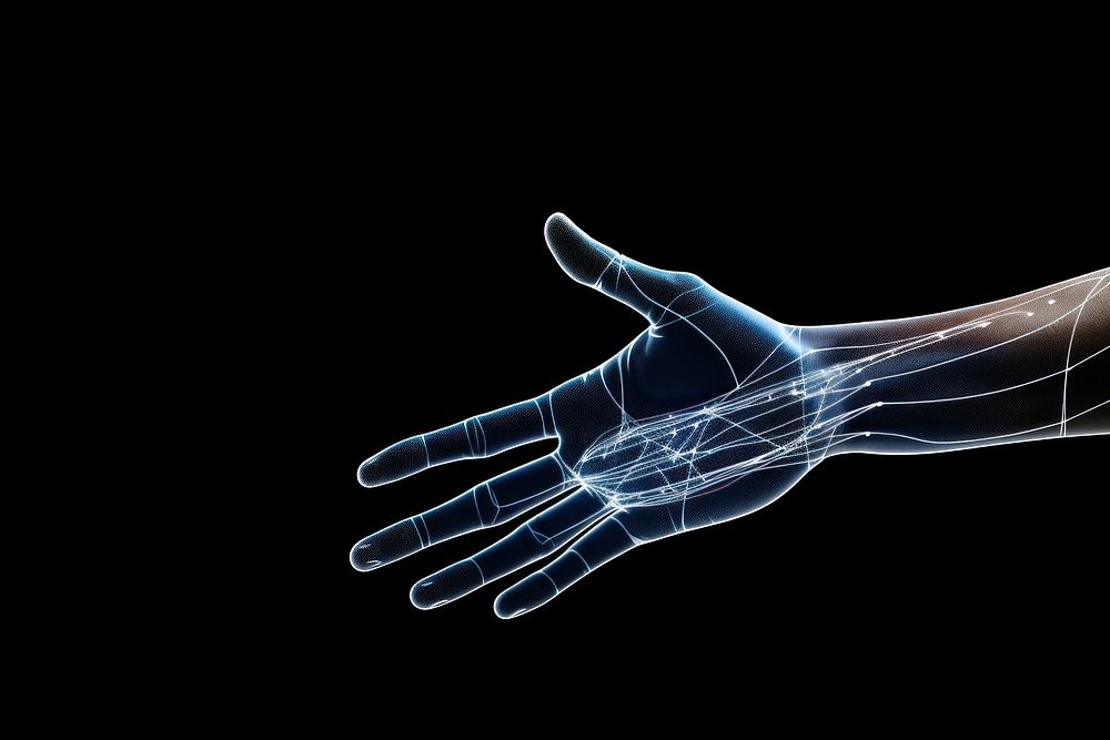 Hand hand blue radiography.