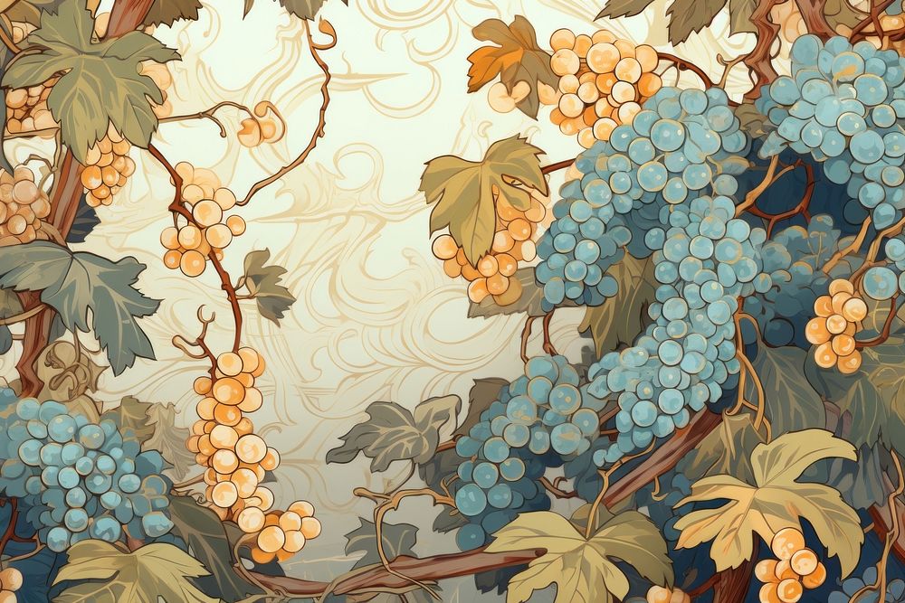  Vine grapes plant art. AI generated Image by rawpixel.