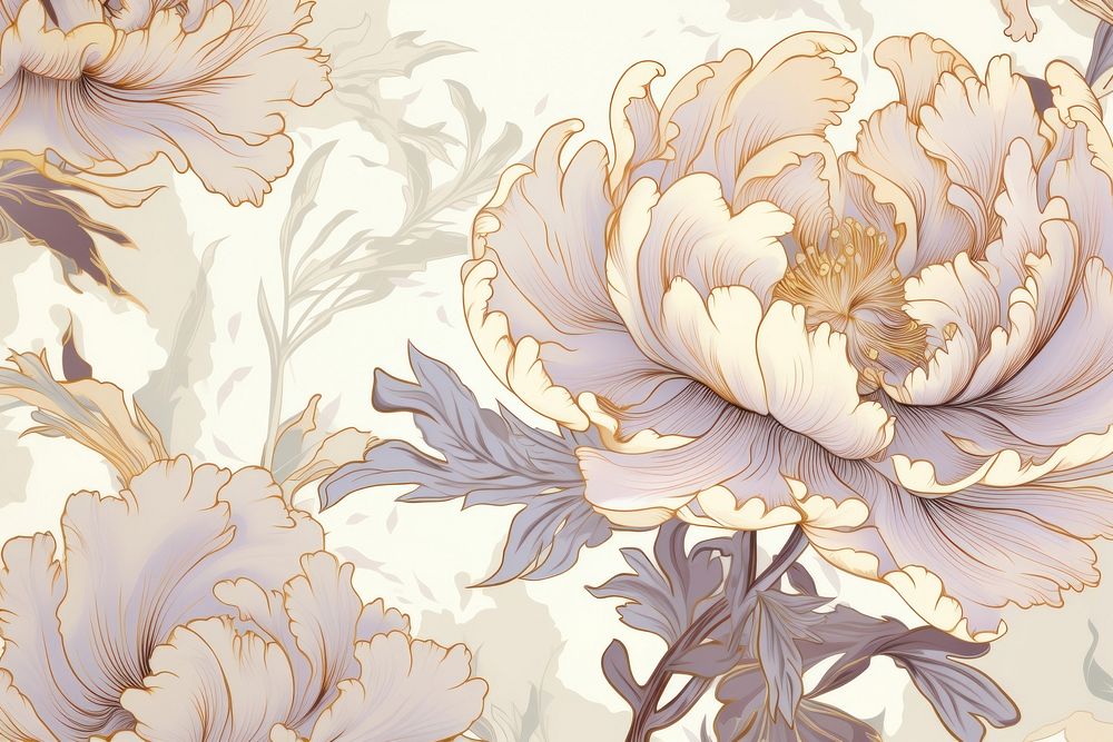  Peony pattern art wallpaper plant. AI generated Image by rawpixel.