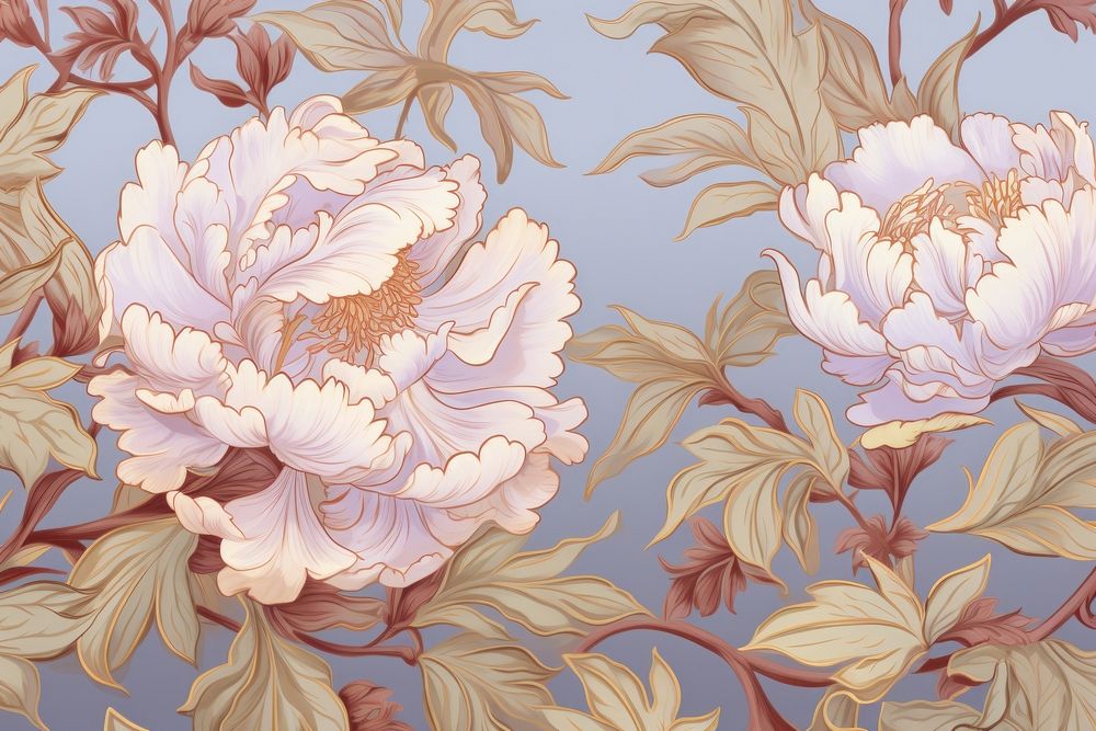  Peony pattern art wallpaper flower. AI generated Image by rawpixel.