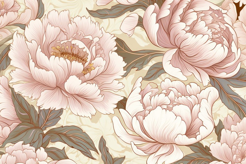  Peony pattern wallpaper flower plant. AI generated Image by rawpixel.