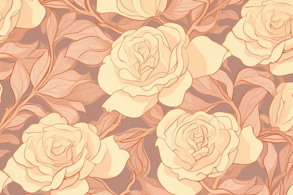  Rose pattern wallpaper flower plant. AI generated Image by rawpixel.