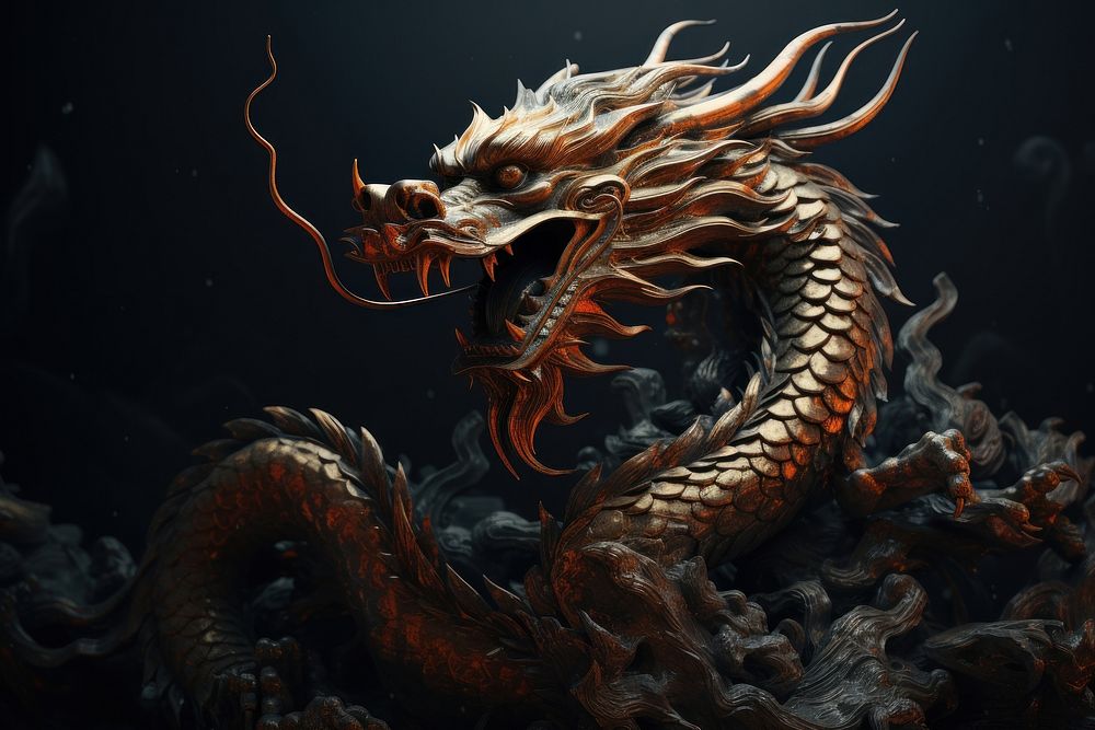 Dragon chinese Style dragon underwater darkness.