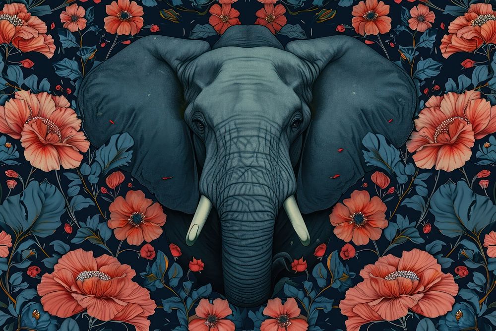 Elephant and flowers art accessories accessory.