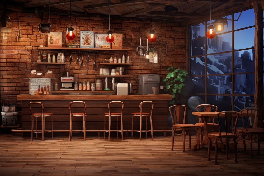Coffee shop furniture chair bar. AI generated Image by rawpixel.