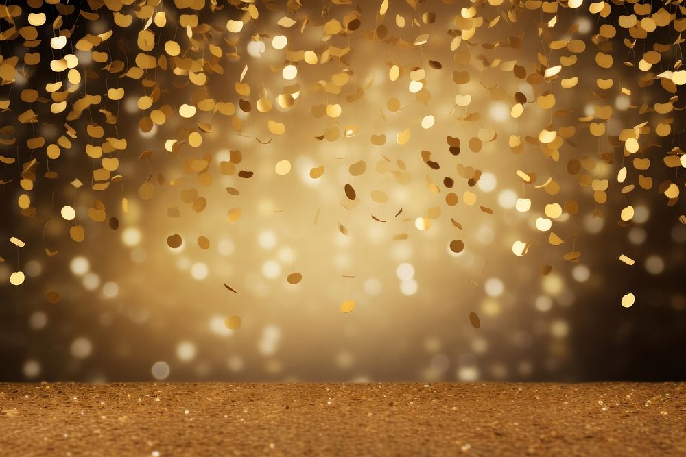 Golden confetti rain on festive backgrounds light illuminated. AI generated Image by rawpixel.