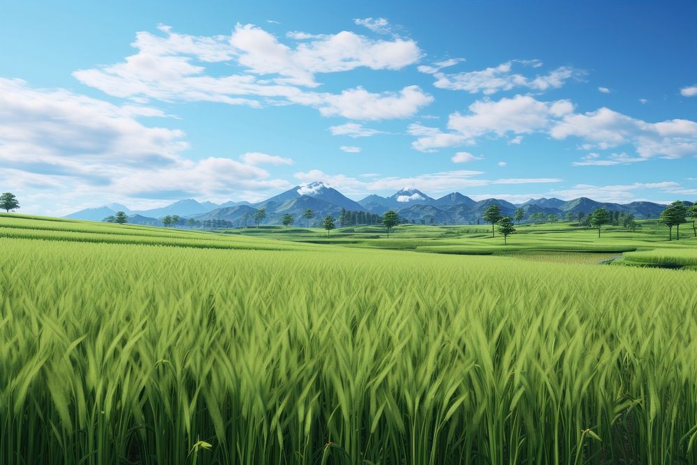 Rice field landscape outdoors nature. AI generated Image by rawpixel.