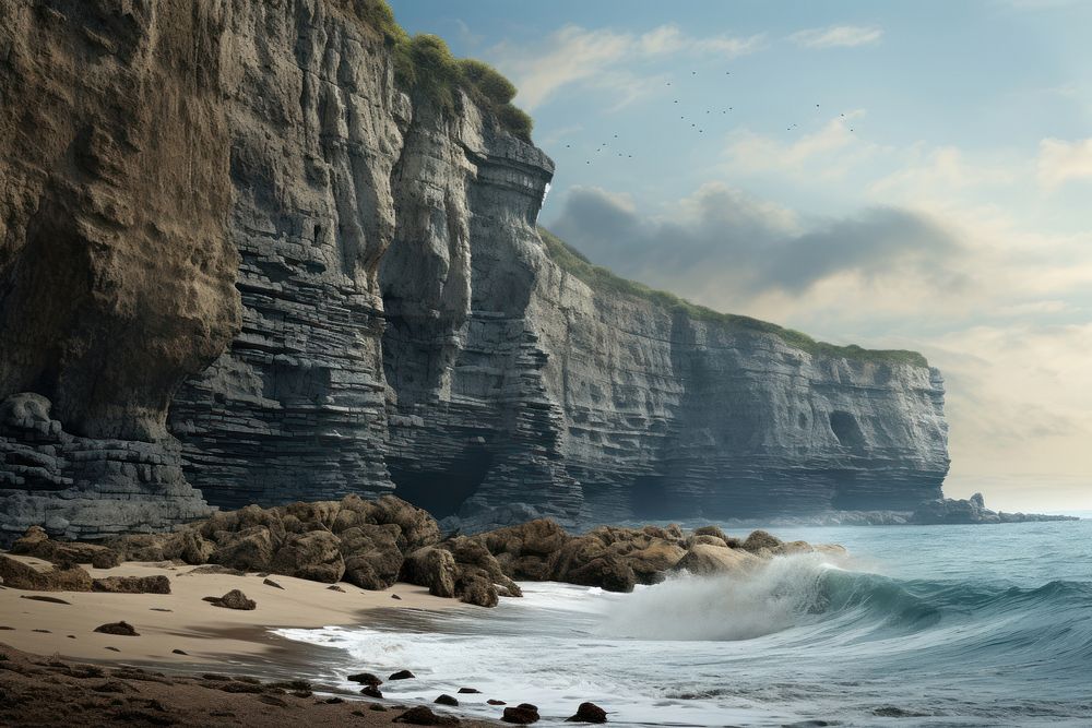 Sea cliffs sea landscape outdoors. AI generated Image by rawpixel.
