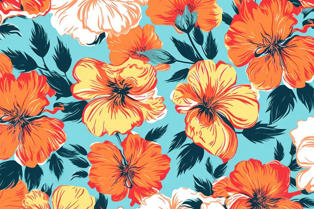  Retro background pattern backgrounds hibiscus. 