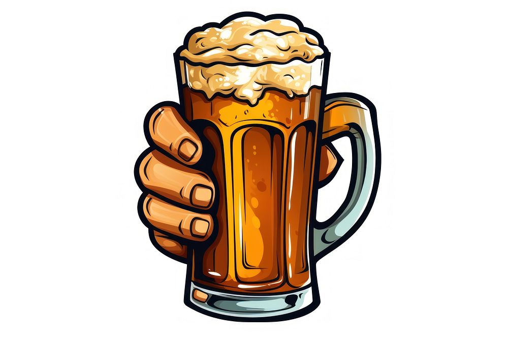 Human hand holding Beer beer cartoon drink.