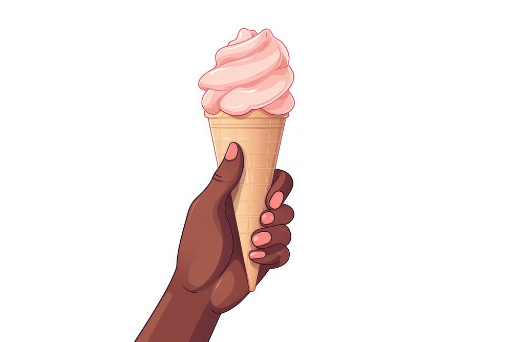Human hand holding Ice cream dessert cartoon food.
