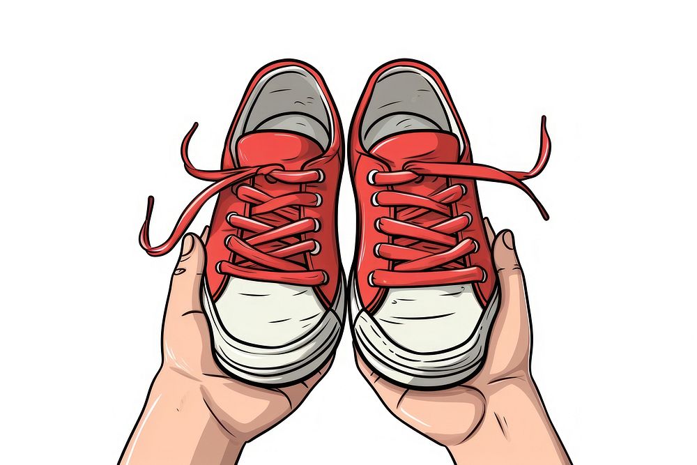 Human hand holding Shoes shoe footwear cartoon.
