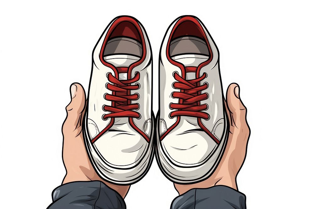 Human hand holding Shoes shoe footwear cartoon.
