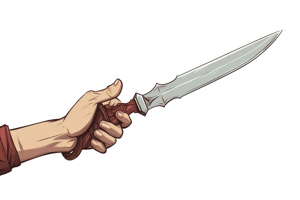 Human hand holding Sword sword cartoon weapon.