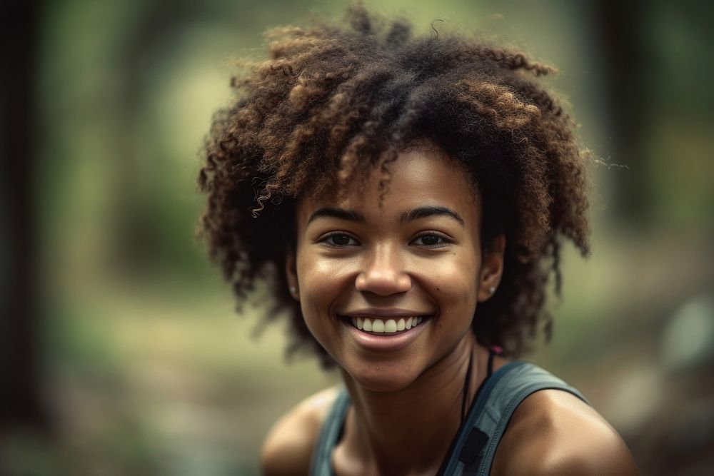 African American women smile accessories exercising. AI generated Image by rawpixel.