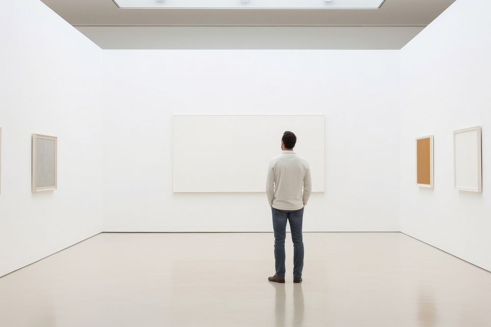 Hispanic male painting standing museum. AI generated Image by rawpixel.