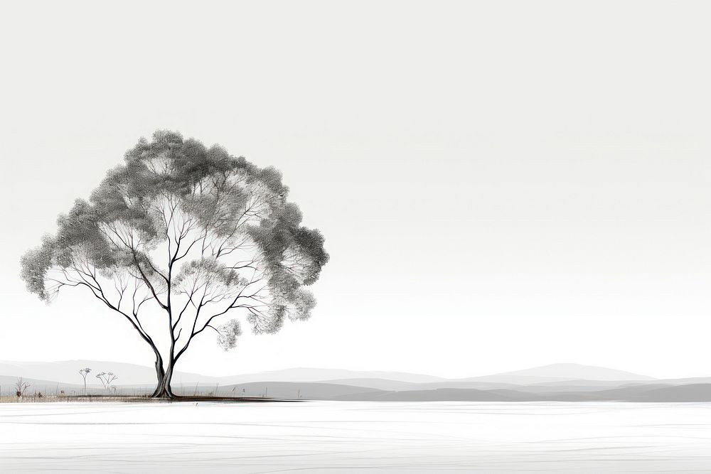 Gum tree in a minimalist style outdoors drawing nature.