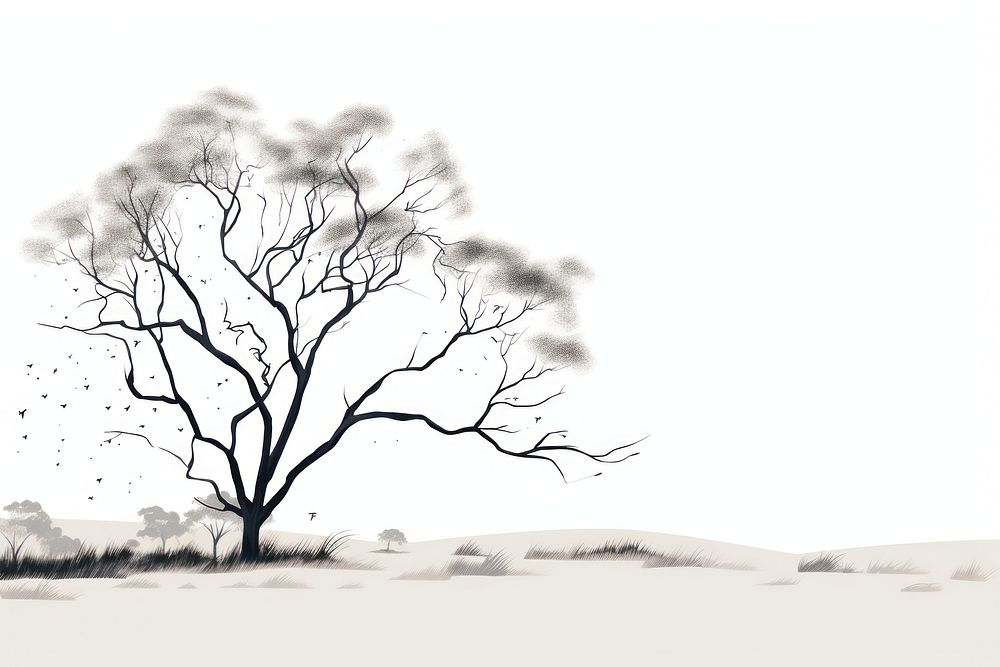 Gum tree in a minimalist style drawing sketch plant.