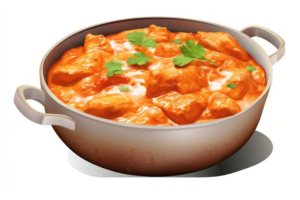Indian butter chicken curry food stew meal.
