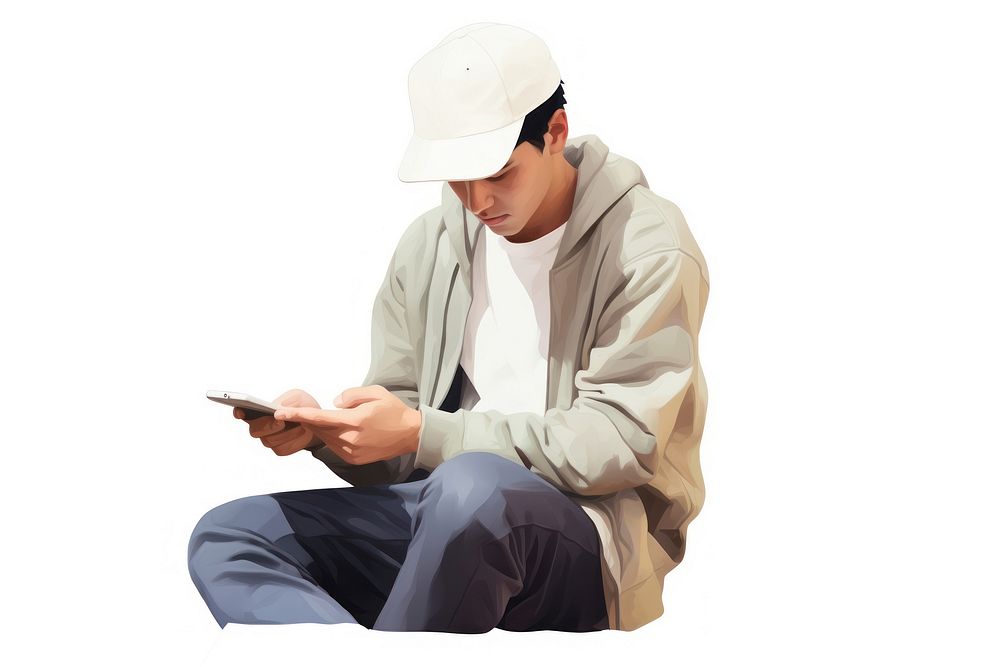 Man using phone sitting reading adult.