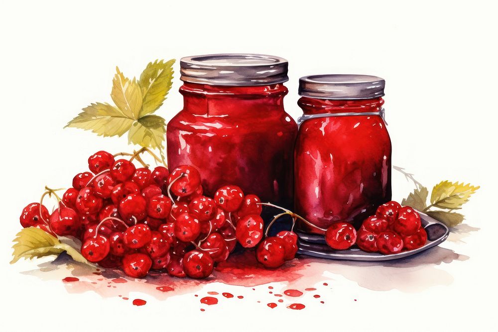 Jam on a white background with a jar fruit plant food.
