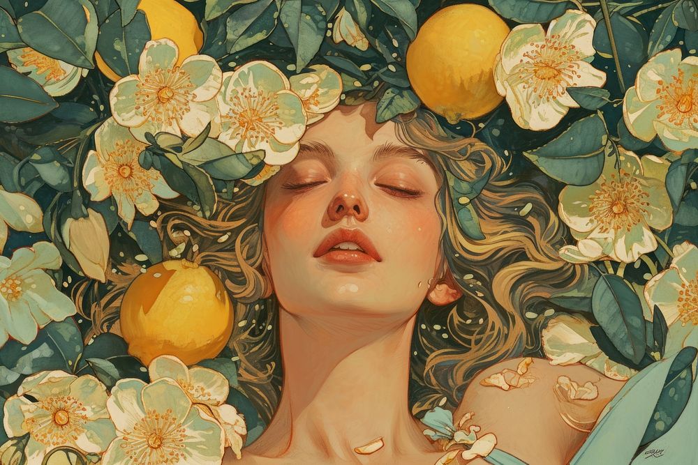 Lemon and flowers art photography grapefruit.