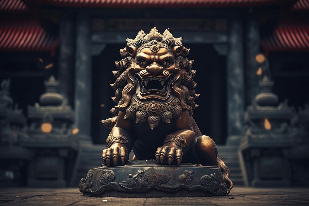 Lion chinese Style architecture sculpture statue.