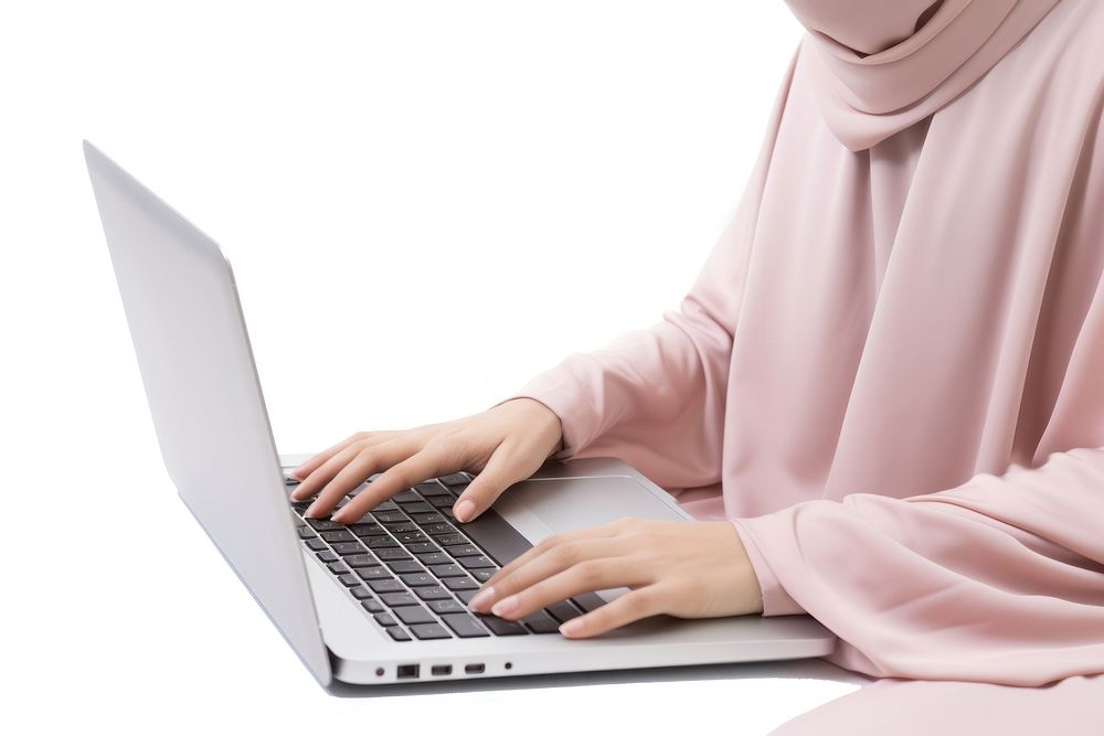 Woman using laptop computer adult hand. AI generated Image by rawpixel.