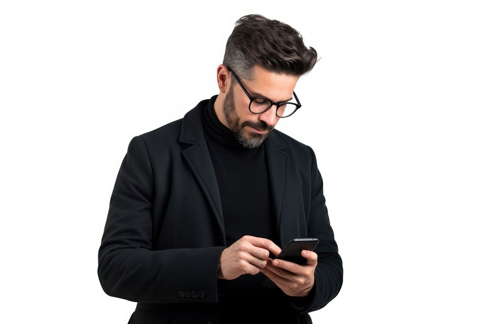 Man using phone portrait adult photo.