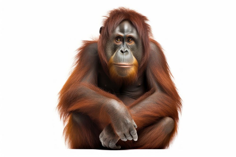 Orangutan wildlife sitting monkey. AI generated Image by rawpixel.