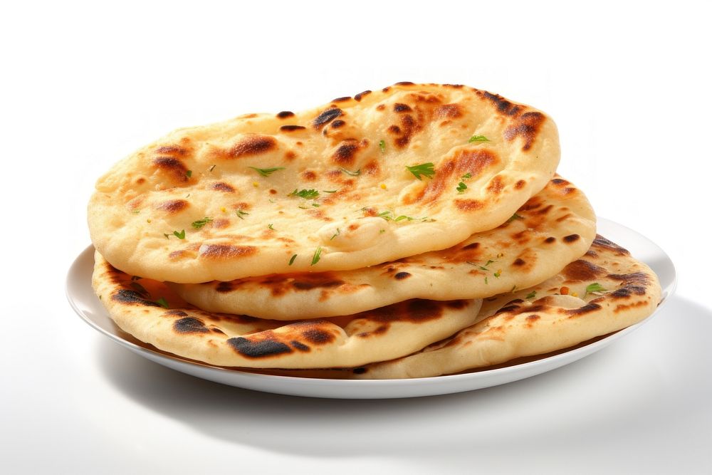 Naan indian food bread pizza plate.