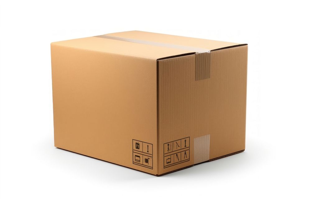 Parcel box cardboard carton white background. AI generated Image by rawpixel.