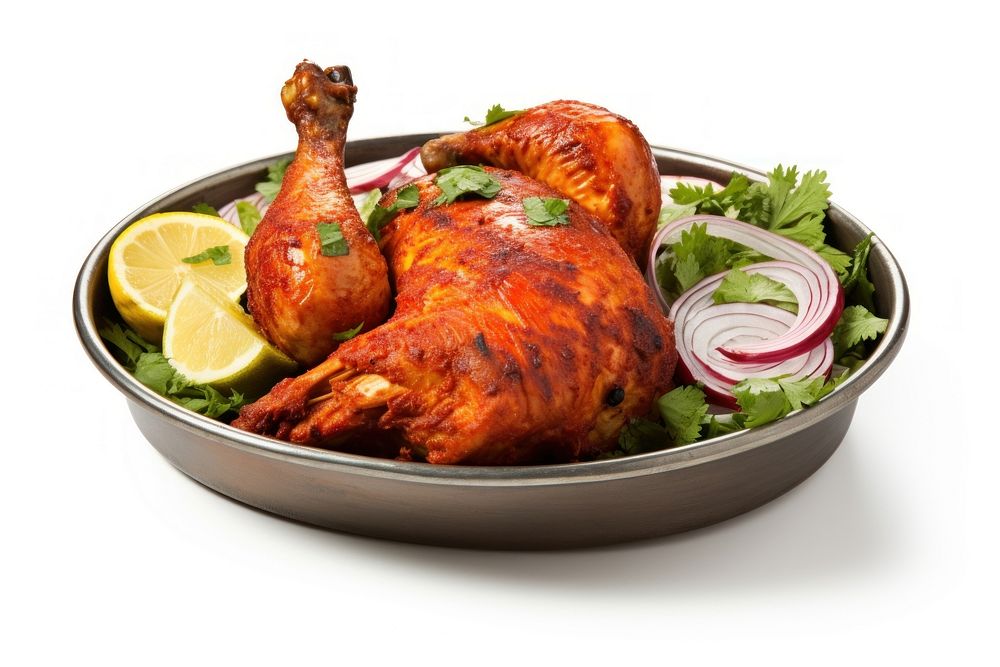Tandoori chicken indian food dinner meat meal.