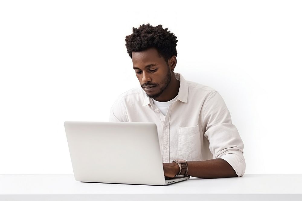 Man using laptop computer sitting adult. AI generated Image by rawpixel.