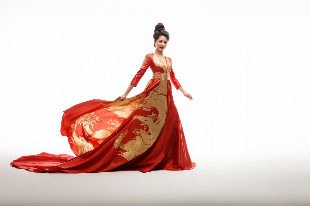 Chinese woman dress fashion dancing. AI generated Image by rawpixel.