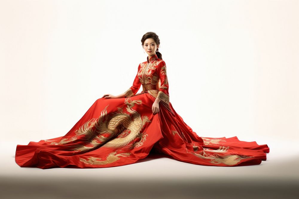 Chinese woman dress tradition fashion. AI generated Image by rawpixel.