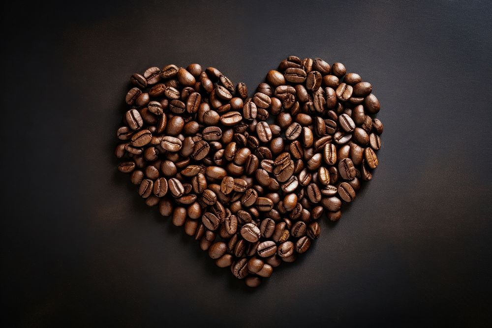 Coffee beans in heart shape freshness abundance beverage.