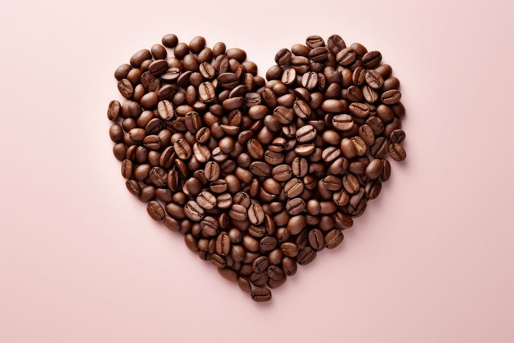 Coffee beans in heart shape freshness abundance beverage.