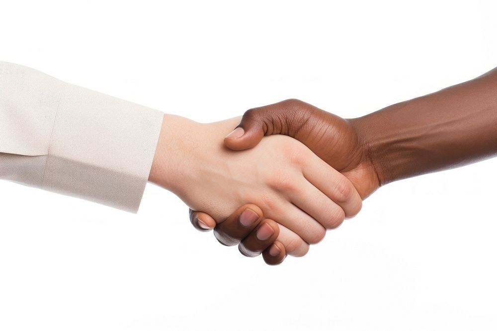 Handshake adult white background agreement.