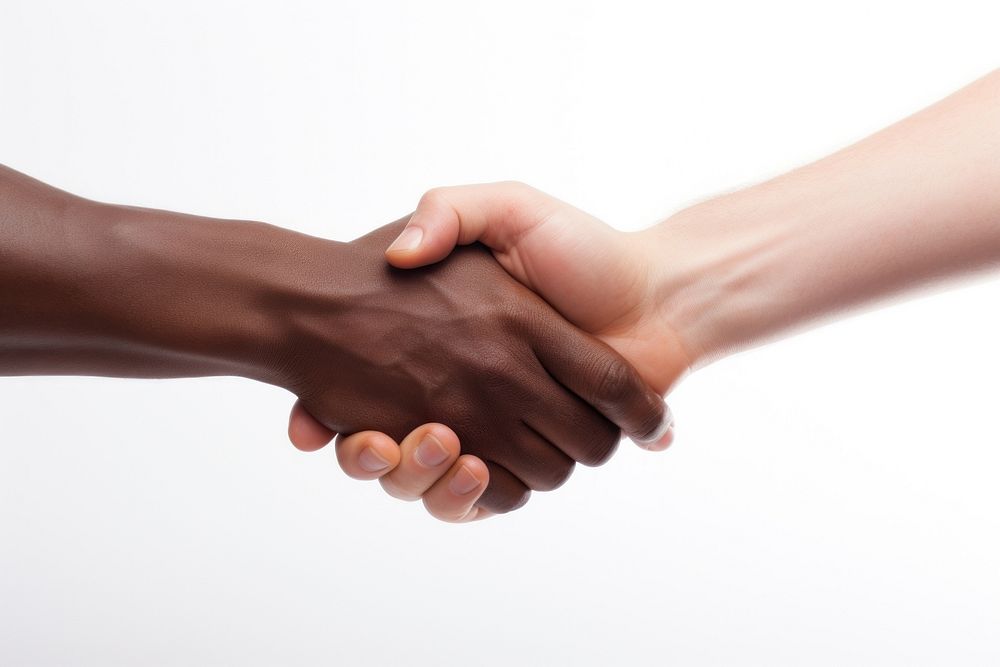Handshake white background agreement greeting.