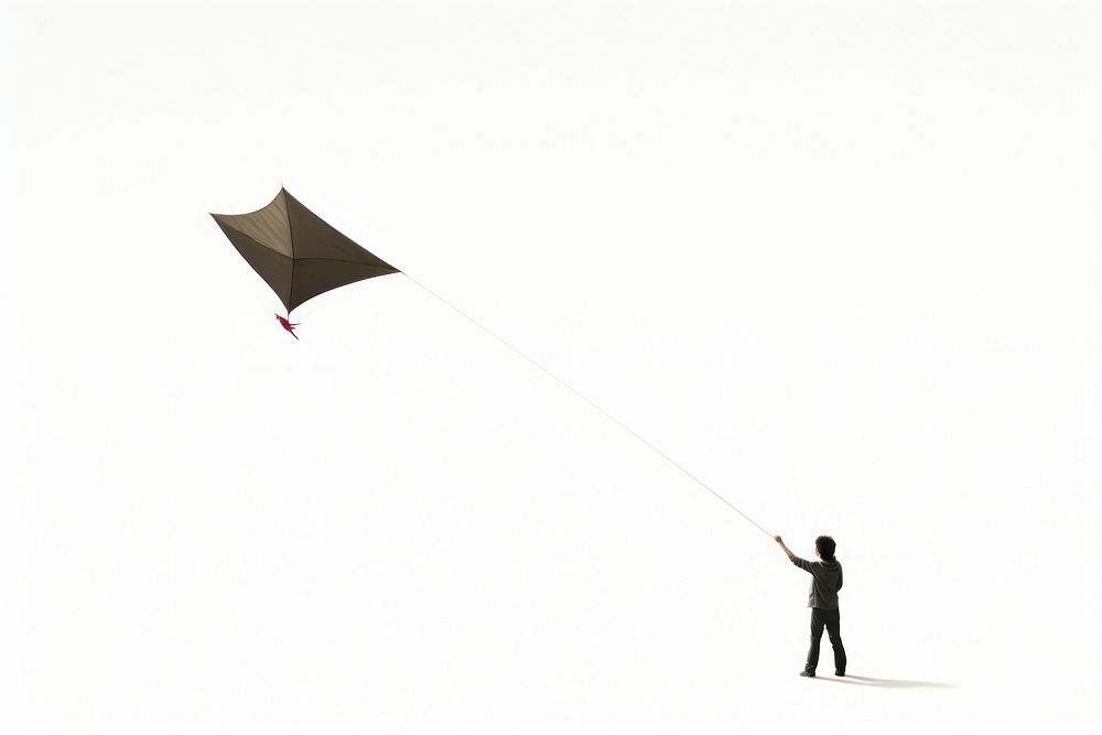 Flying kite toy white background paragliding.
